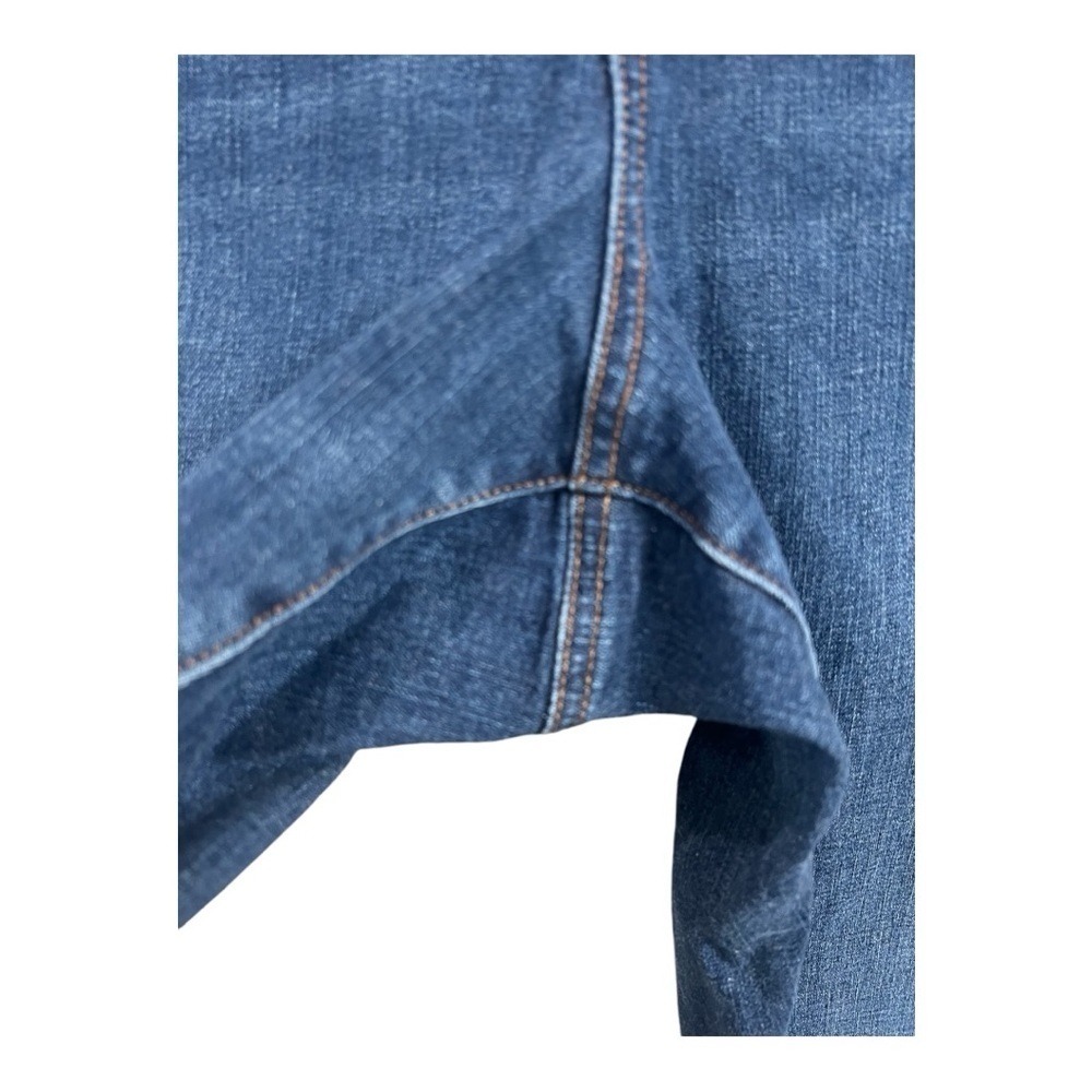 LOFT Plus High Rise Button Front Fray Hem Jeans Authentic Indigo Wash - Picture 10 of 15